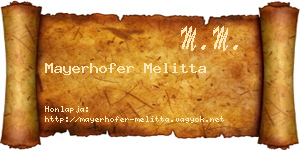 Mayerhofer Melitta névjegykártya
